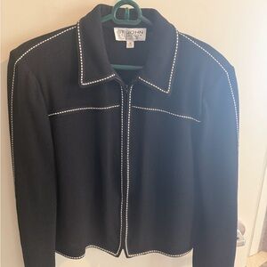 St. John Collection Black Blazer with White Trim